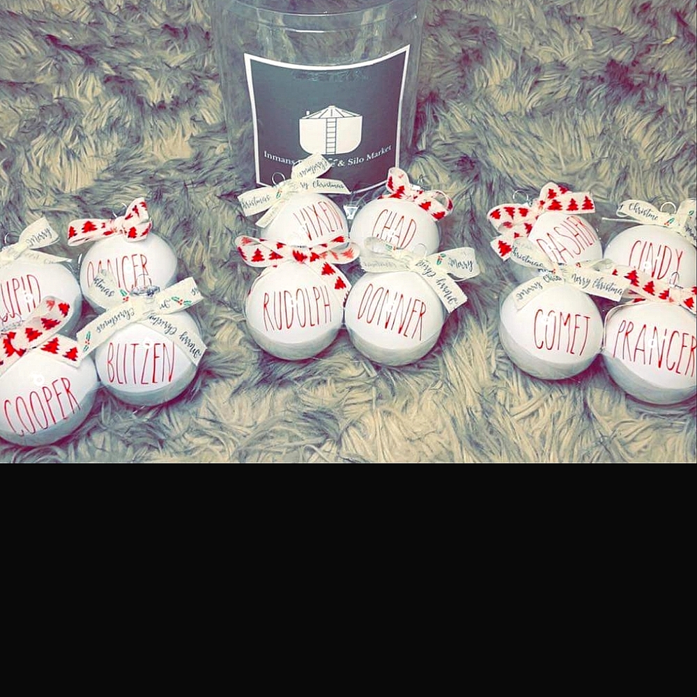 12 Custom made ornaments, select font, words, ribbon, DM me or comment